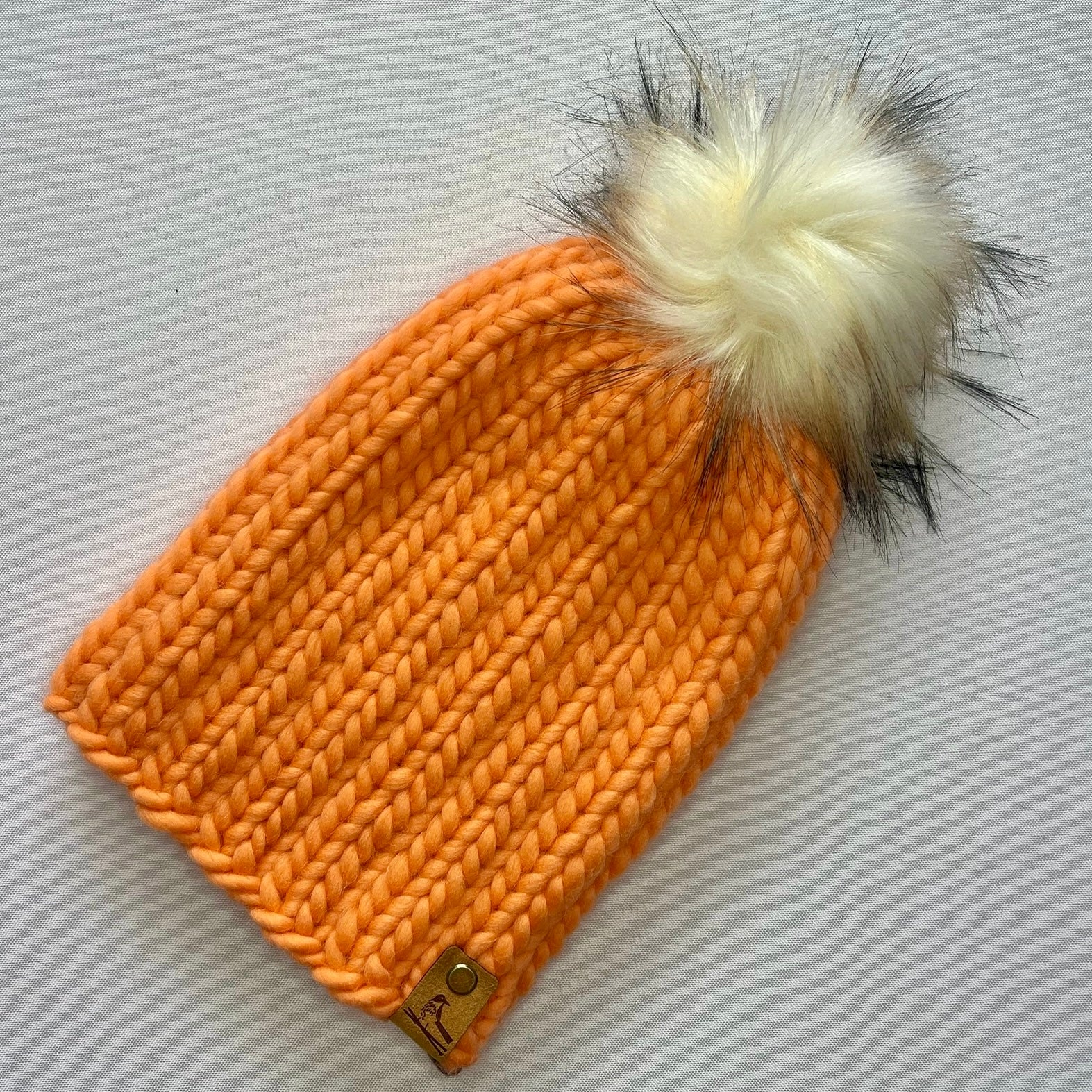 Merino Wool Knit retailer Hat with Faux Fur Pom Pom - Adult