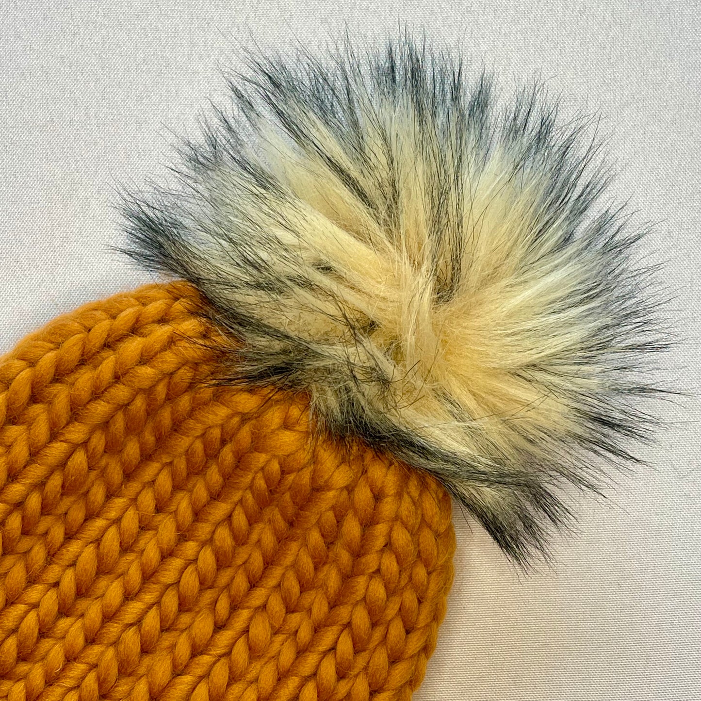 Ginger Peruvian Wool Knit Hat with Faux Fur Pom Pom