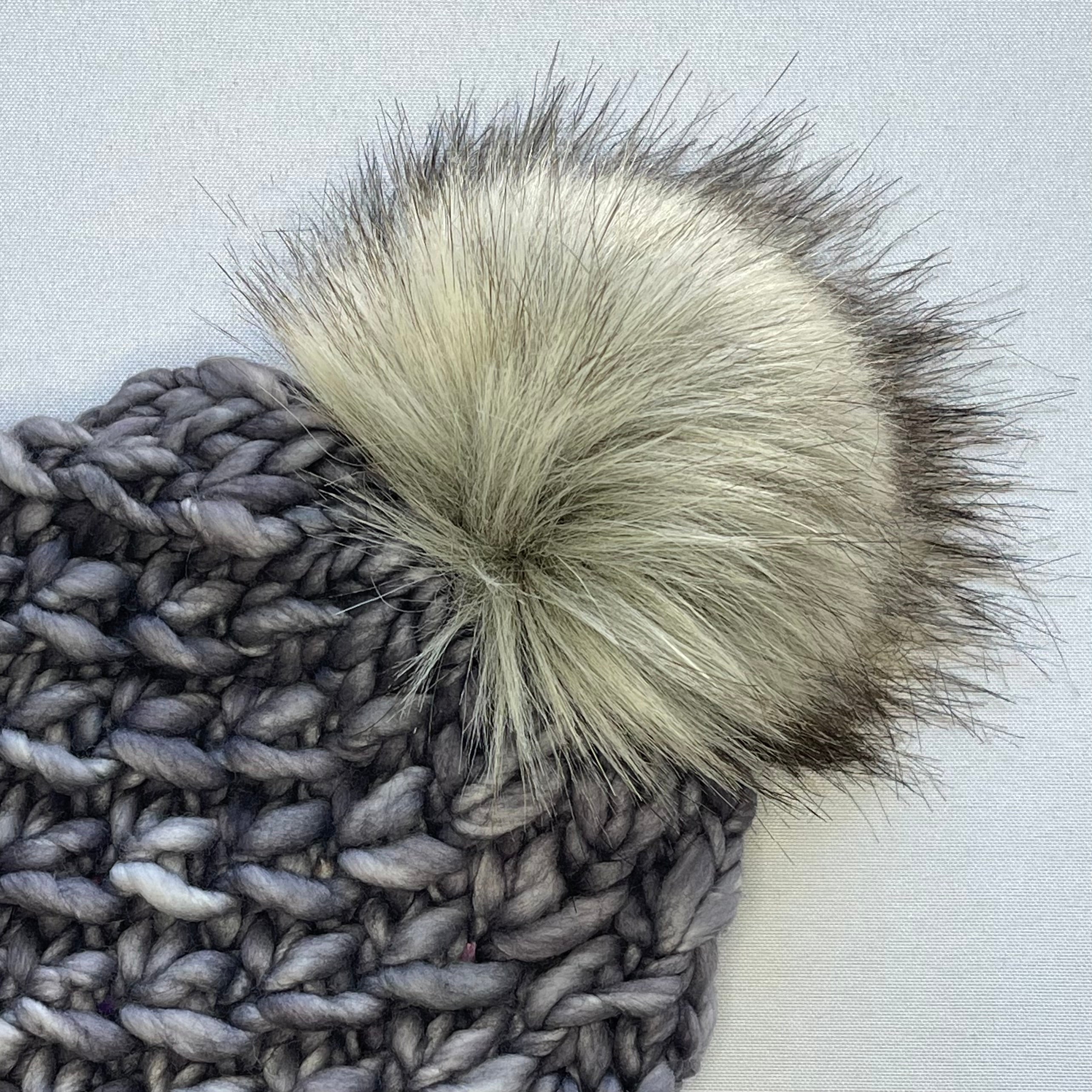 Luxury Merino Wool Beanie w/Faux high quality Fur Pom