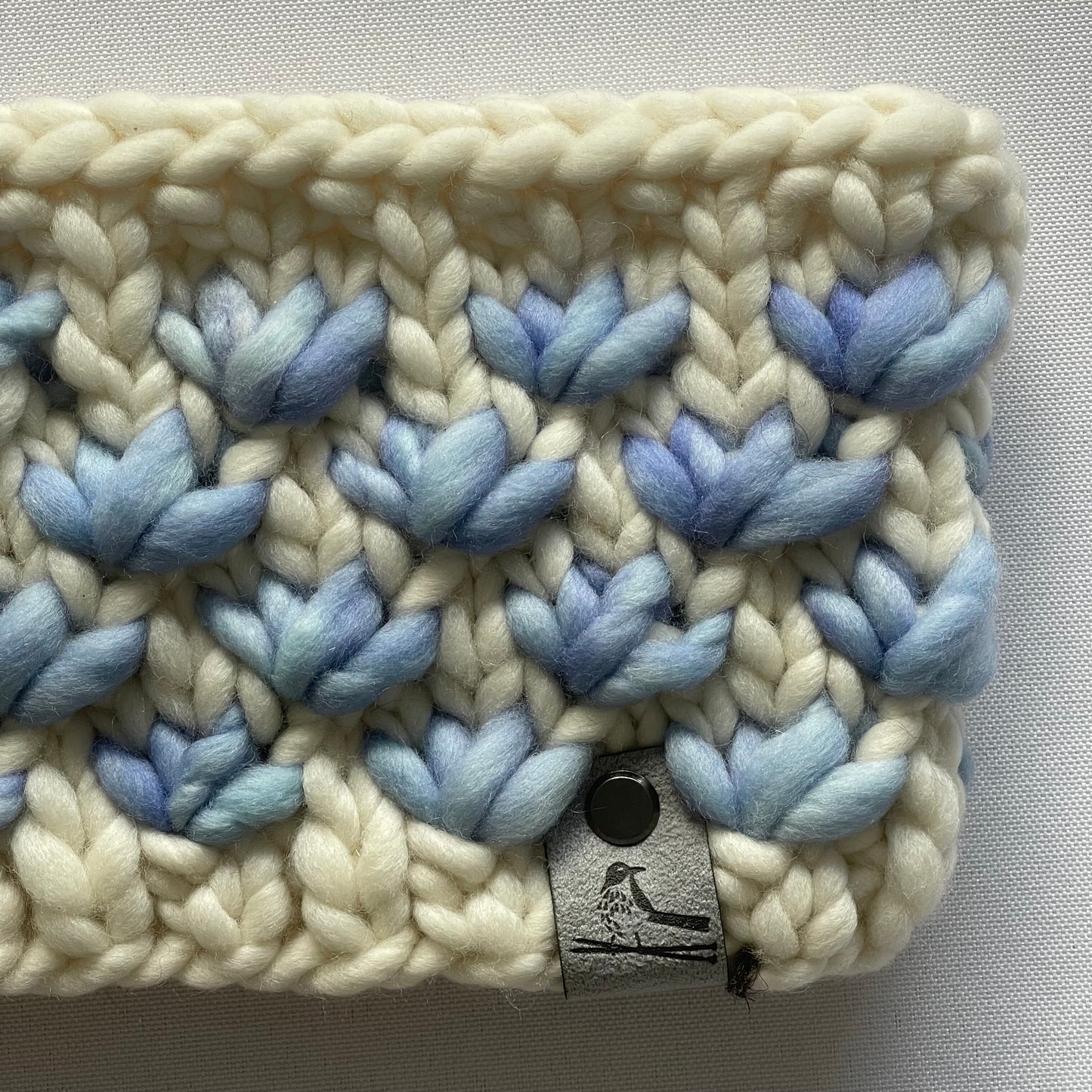 Blue and Cream Luxury Merino Wool Knit Headband