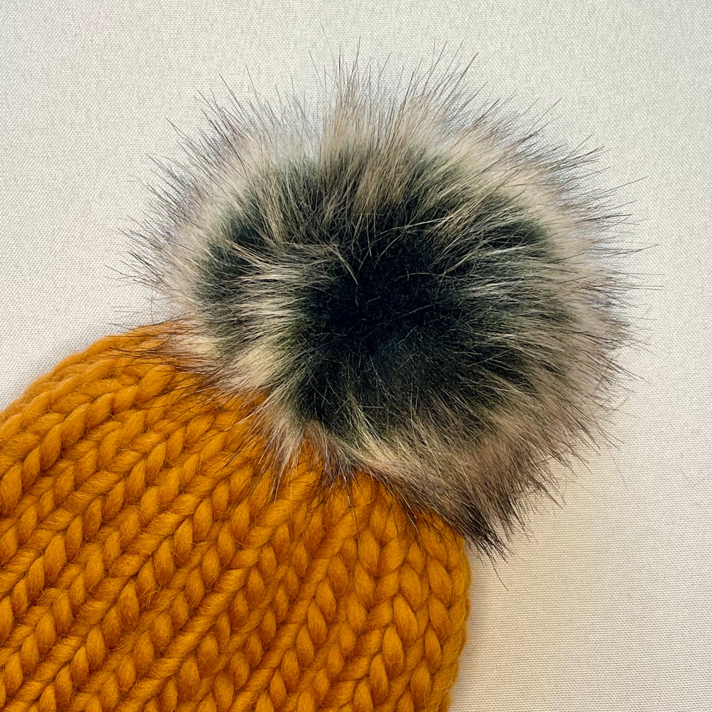 Ginger Peruvian Wool Knit Hat with Faux Fur Pom Pom