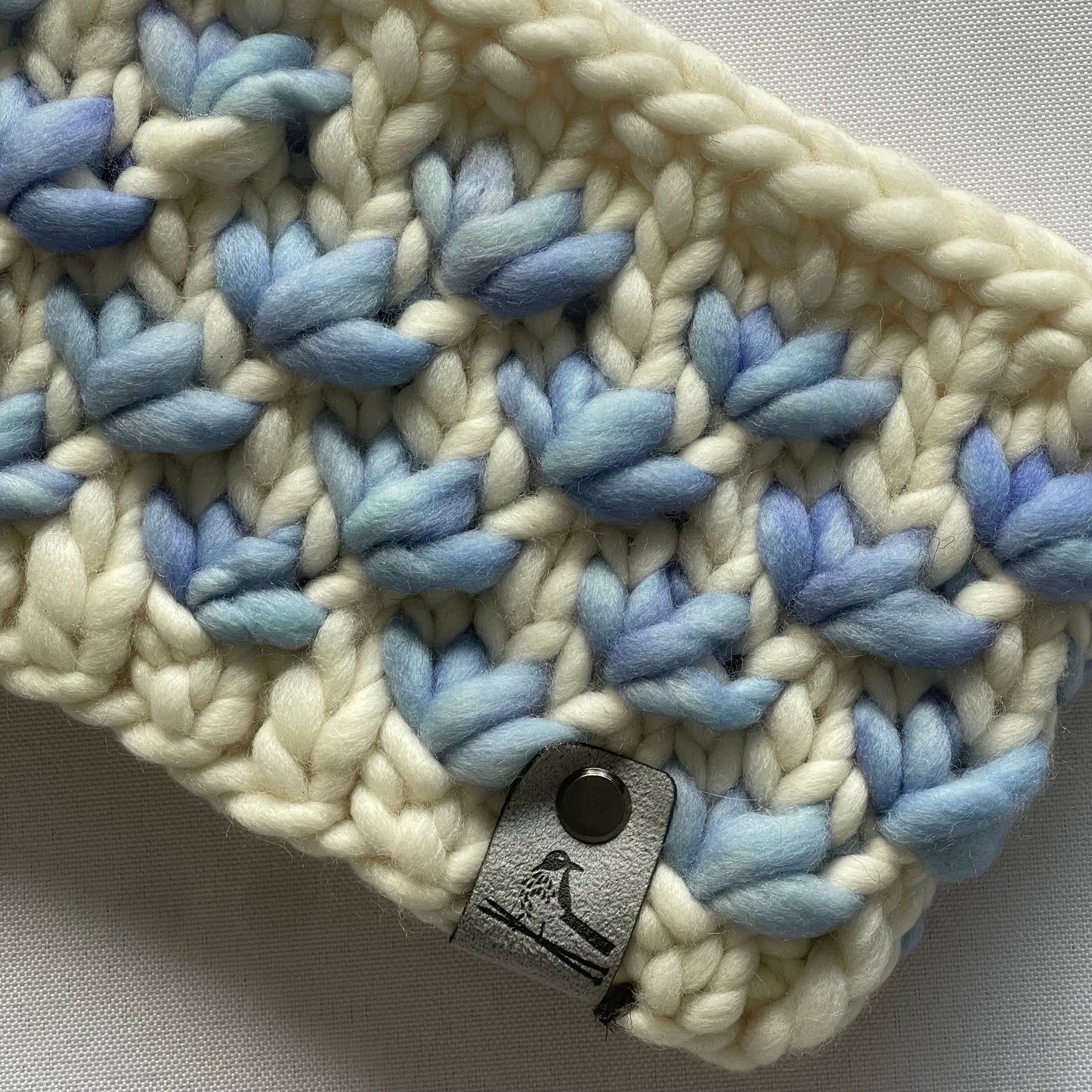 Blue and Cream Luxury Merino Wool Knit Headband