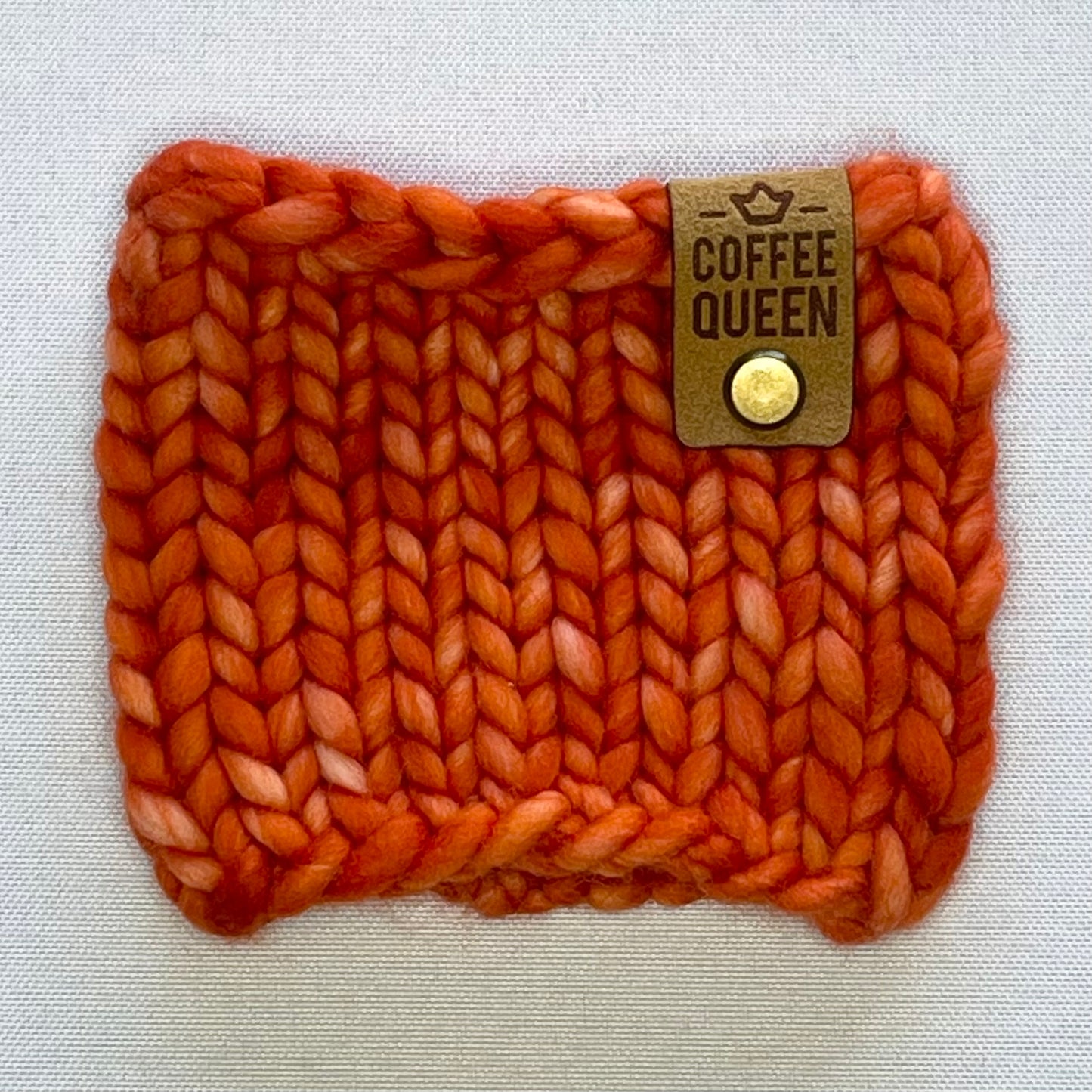 Orange Merino Wool Knit Coffee Cozy