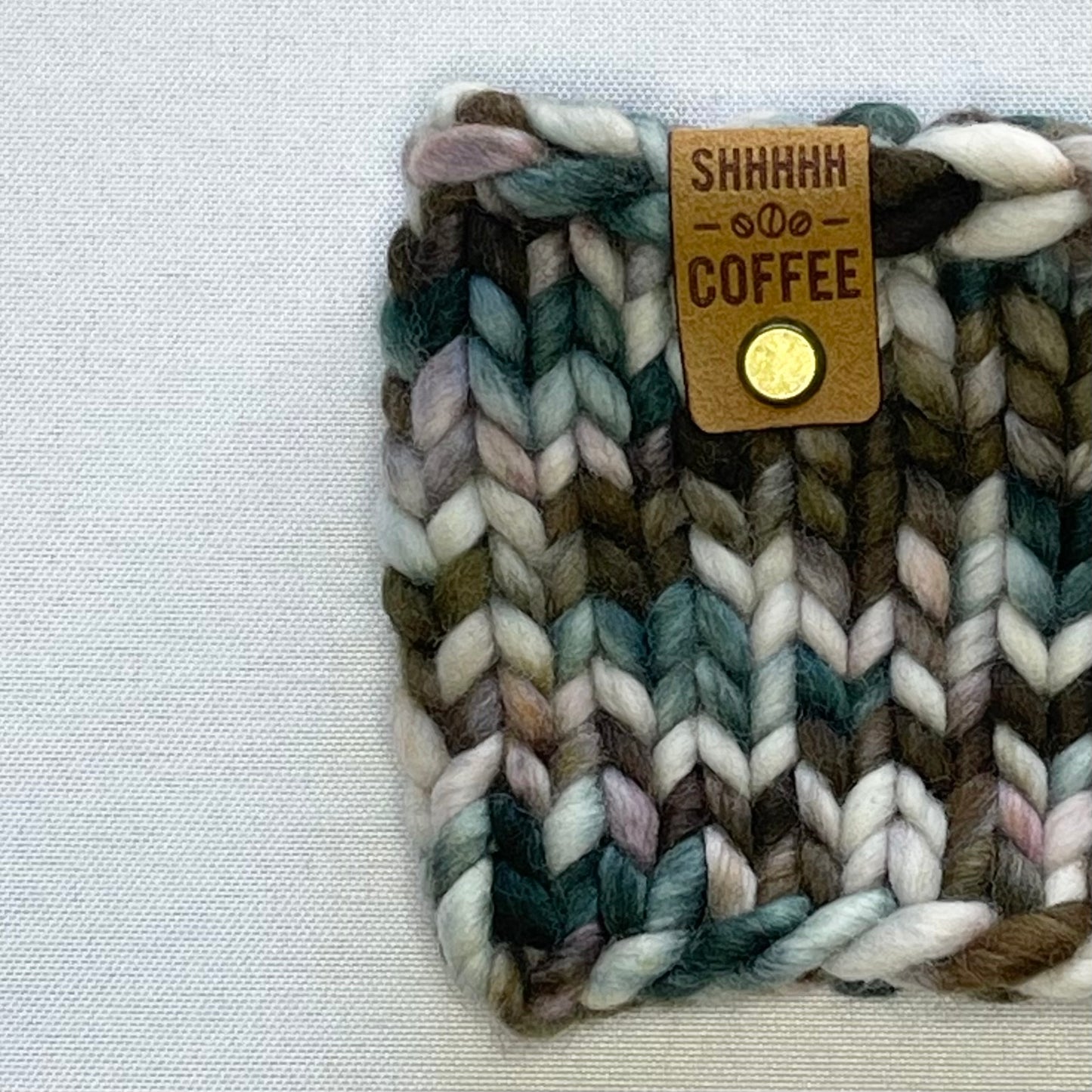 Brown Multi-Color Merino Wool Coffee Cozy