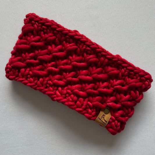 Red Luxury Merino Wool Knit Headband