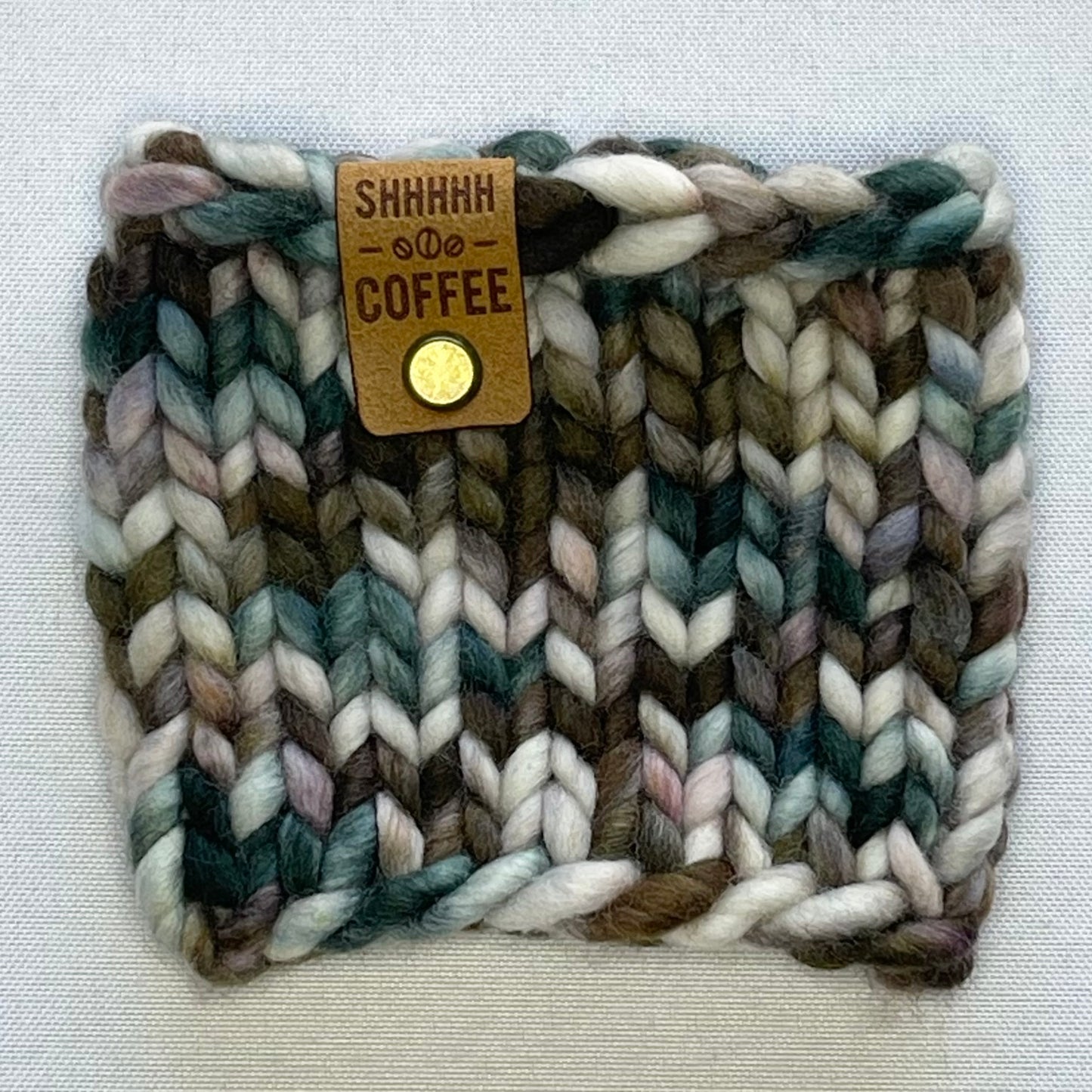 Brown Multi-Color Merino Wool Coffee Cozy