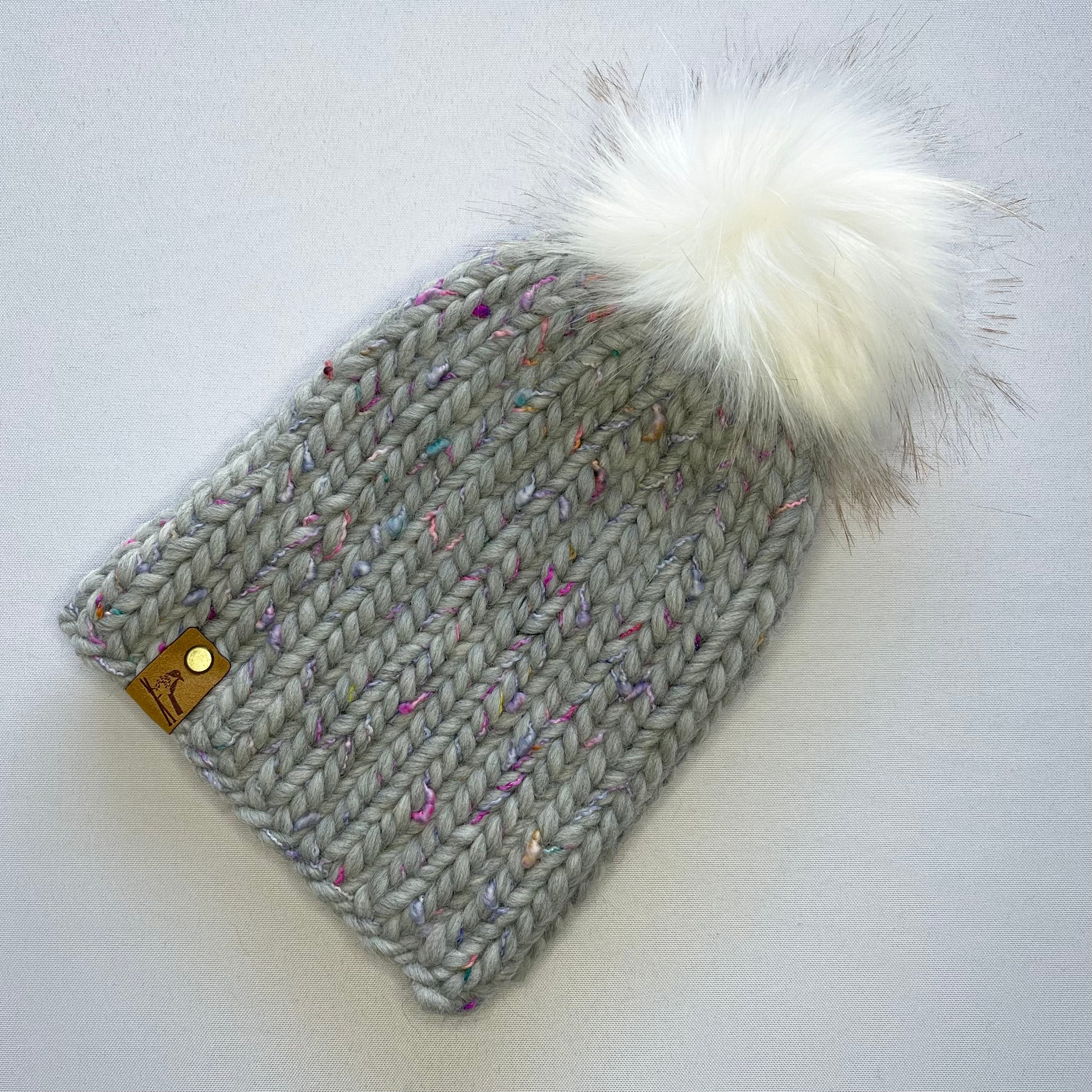 Pewter Wooly hotsell Hat w. FauxFur POM POM