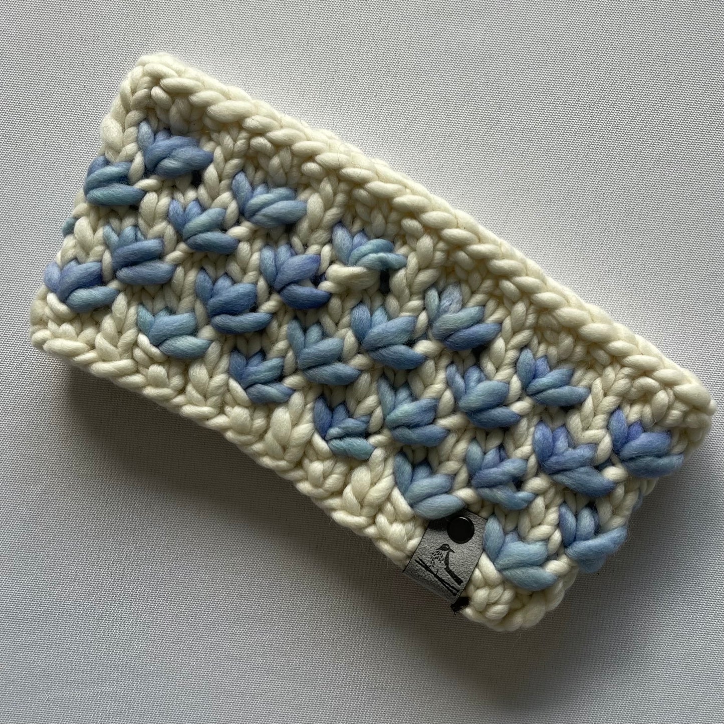 Blue and Cream Luxury Merino Wool Knit Headband